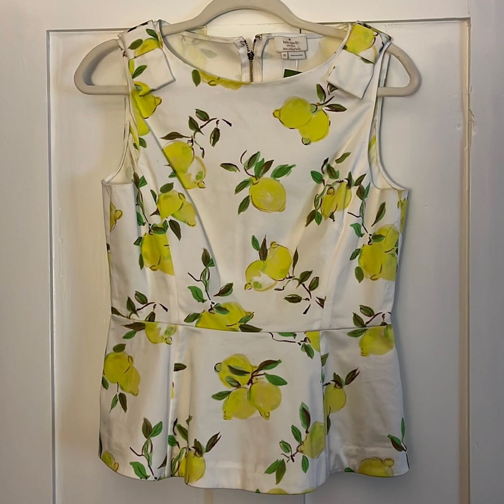 NWT Kate Spade Lemon Peplum Shirt - Size 10